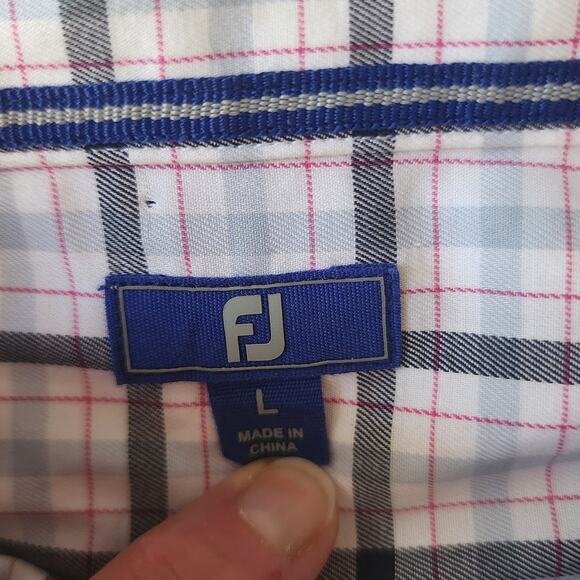 FootJoy FJ Men's Large Plaid Button Down Long Sleeve Cotton Spandex Stretch - Picture 3 of 6